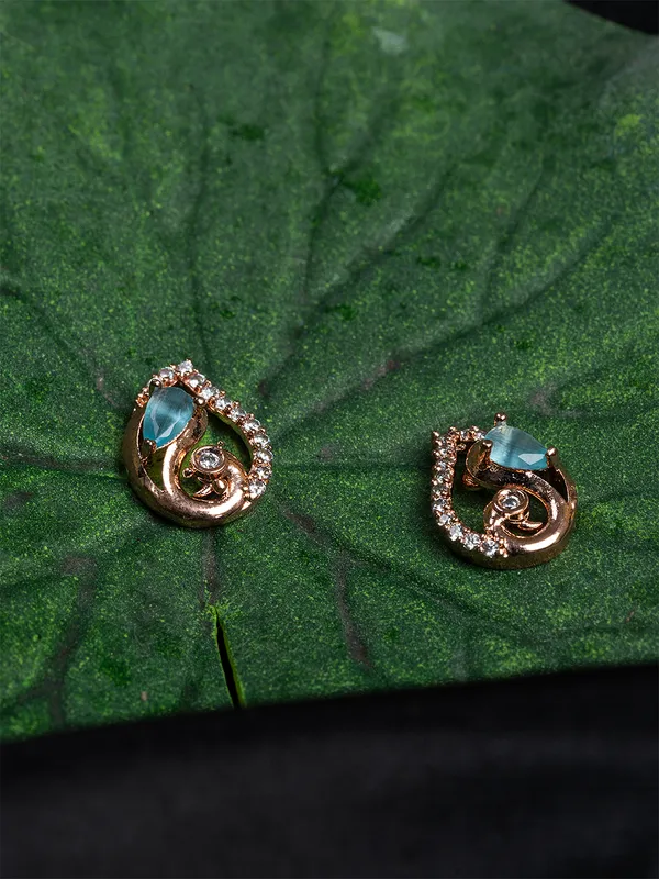 Sea_Green_&_Gold_Paisley_Shape_Stud_Earrings
