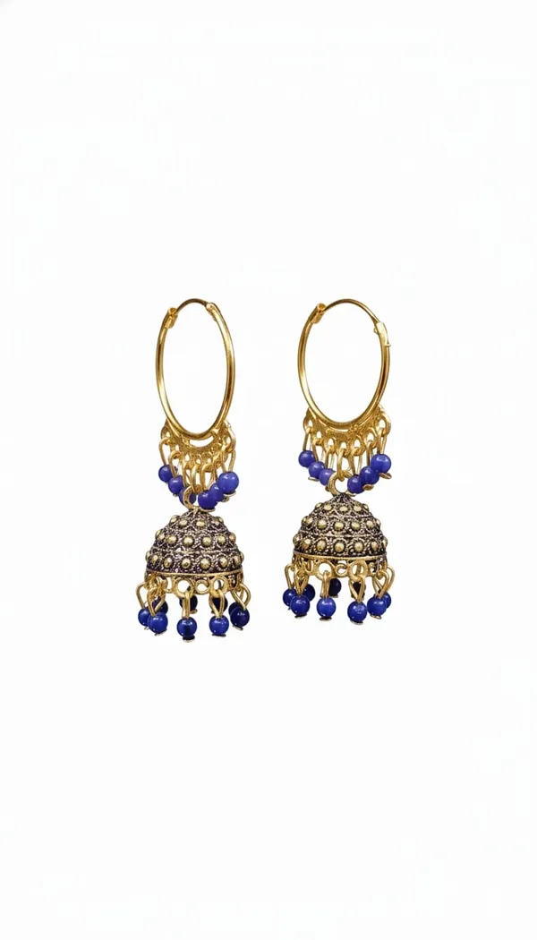Gold_Hoop_Jhumka_Earrings_Adorned_With_Blue_Beads