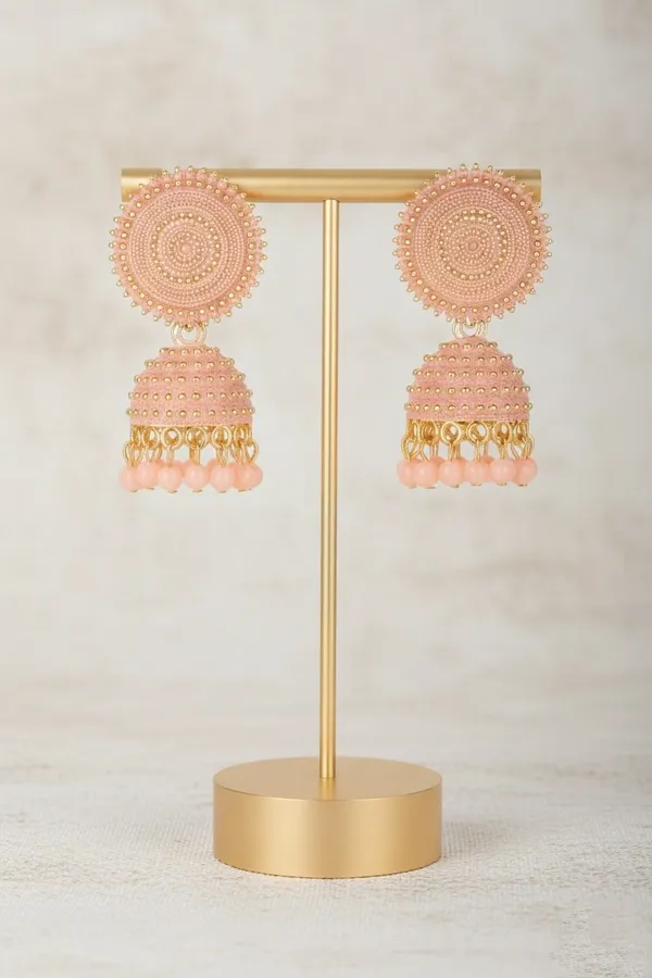 Gold_Tone_Peach_Round_Jhumka_Earrings