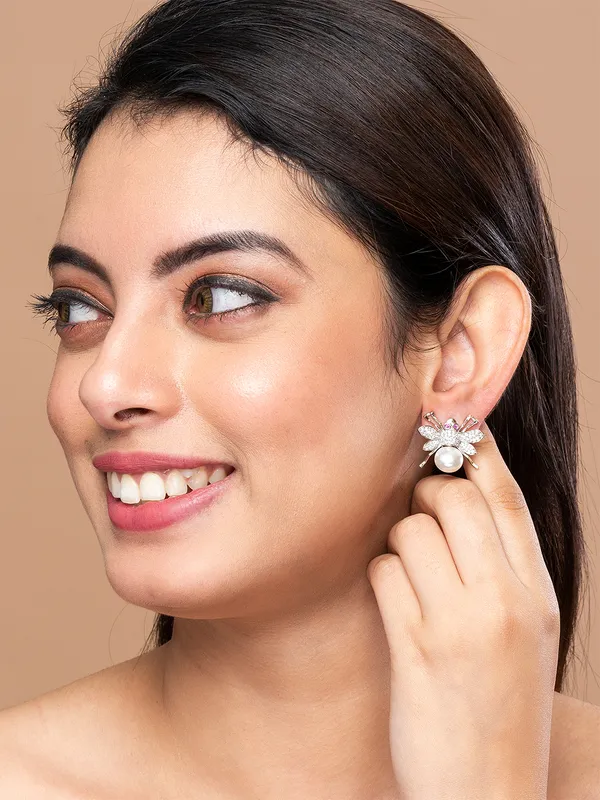 Silver_&_White_Contemporary_Studs