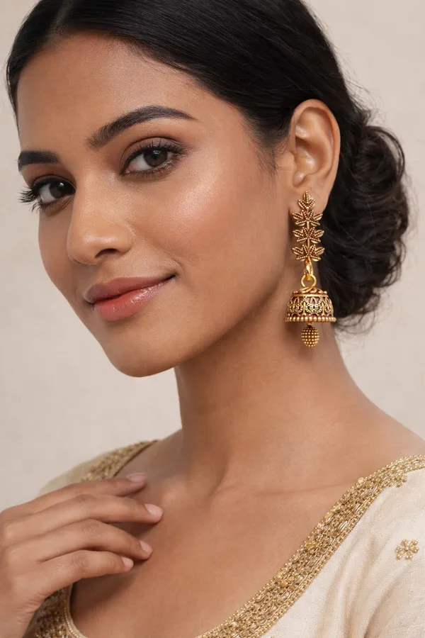 Gold_Toned_Jhumka_Earrings_Maroon_Enamel_Detailing