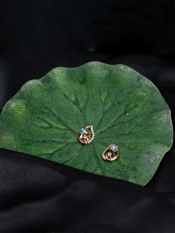 Sea_Green_&_Gold_Paisley_Shape_Stud_Earrings