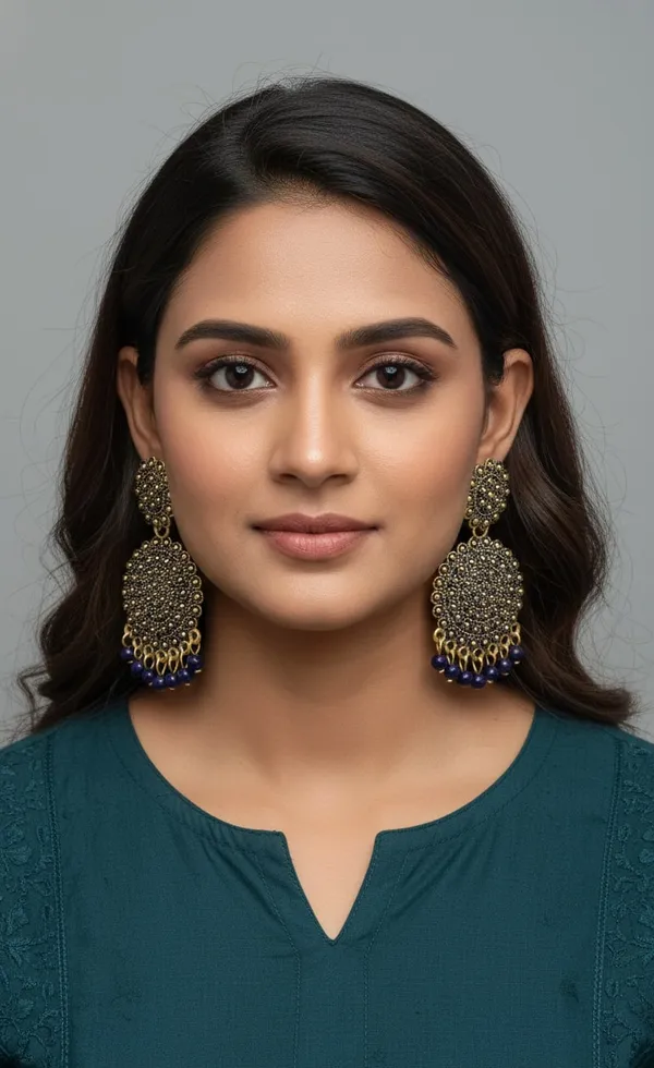 Gold_Tone_Navy_Blue_Beaded_Dangler_Earrings_With_Intricate_Circular_Detailing