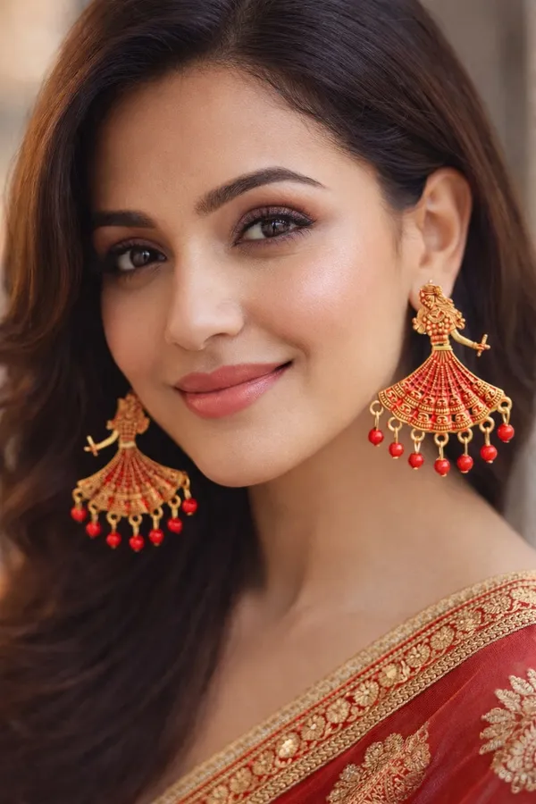 Gold_Tone_Earrings_Dancing_Woman_Motifs_With_Black_Bead