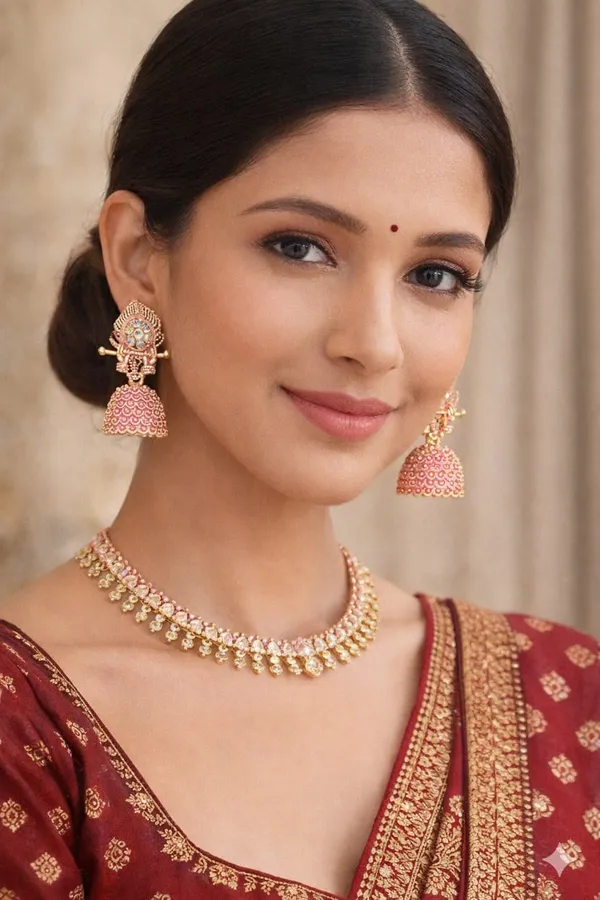 Gold_Toned_PinkKrishna_Flute_Jhumka_Earrings