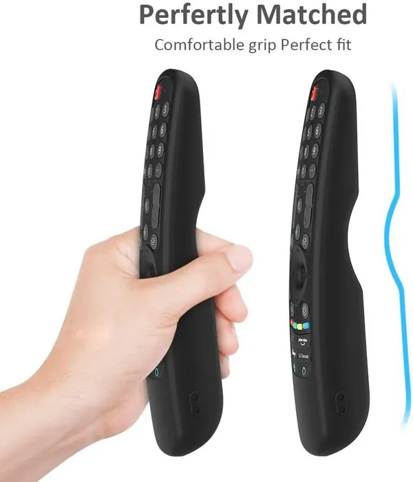 Caldipree_Front_&_Back_Case_For_Lg_Mr21Ga_Mr21N_Mr21Gc_Remote_Control_Cover_Lg_Oled_Tv_Magic_Remote_2021_Model_(Black,_Silicon)