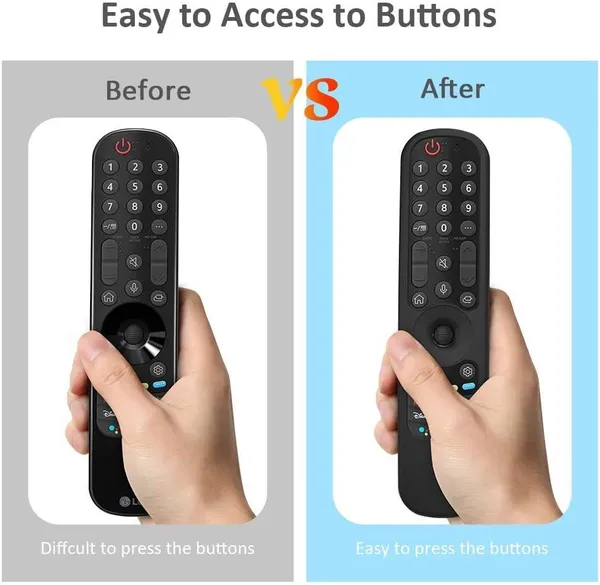 Caldipree_Front_&_Back_Case_For_Lg_Mr21Ga_Mr21N_Mr21Gc_Remote_Control_Cover_Lg_Oled_Tv_Magic_Remote_2021_Model_(Black,_Silicon)