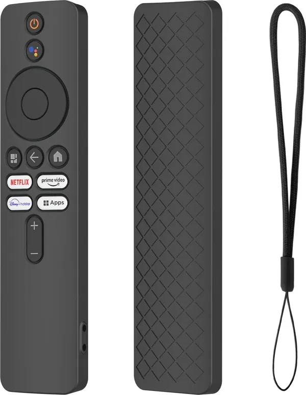 kpdp_Front_&_Back_Case_For_Redmi_Xiaomi_Mi_Smart_Tv_Remote_Control_Silicone_Cover_With_Loop_(Black,_Silicon)