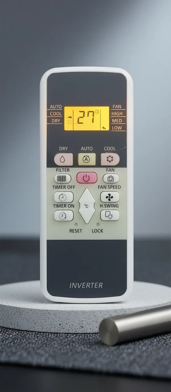 Kpdp_Ac_Remote_220_Inv_(With_Back_Light)_Hitachi_Inverter_Ac_Remote-Please_Match_The_Image_With_Old_Remote_Controller_(Grey_White)