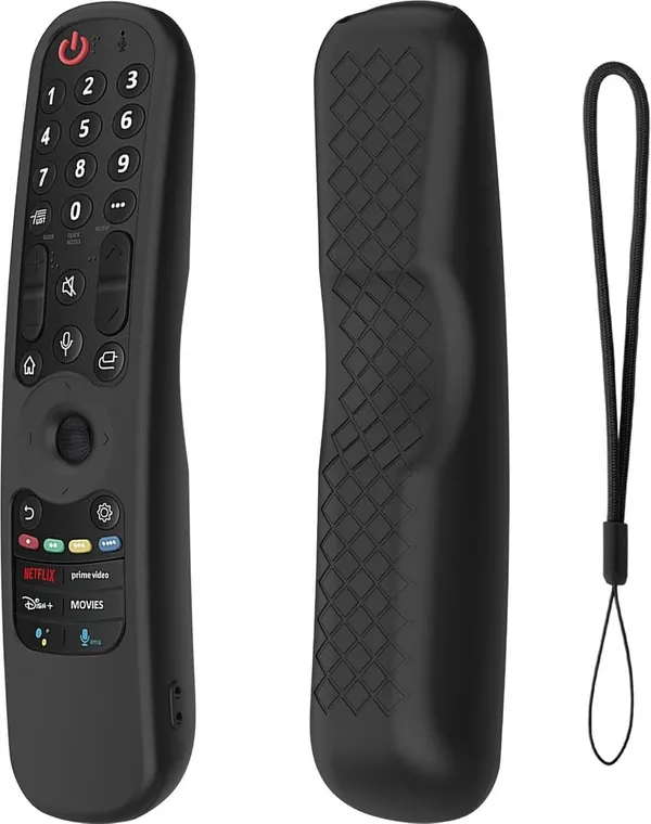 Kpdp_Silicone_Remote_Control_Cover_For_Lg_Magic_Remote_Mr21Ga_Mr21N_Lg_Mr21Gc_2021_Model,_Black,_Front_And_Back_Case_2021/22/23/24_Remote_Controller_(Black)