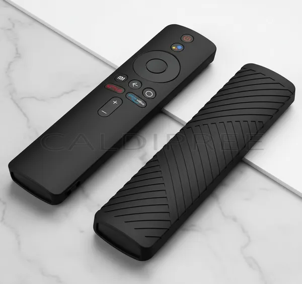 Caldipree_Front_&_Back_Case_For_Cover_Mi_Tv_Stick_Mi_Box_S_3S_Mi_4X_4A_Smart_Led_Tv_Remote_Control_(Black,_Silicon)