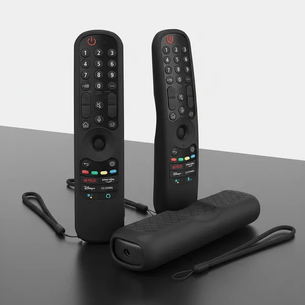 Caldipree_Front_&_Back_Case_For_Lg_Mr21Ga_Mr21N_Mr21Gc_Remote_Control_Cover_Lg_Oled_Tv_Magic_Remote_2021_Model_(Black,_Silicon)