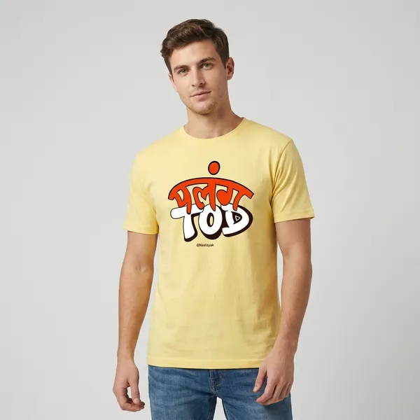 Faded_Yellow_Cotton_Regular_Fit_Half_Sleeve_T-Shirt_For_Men