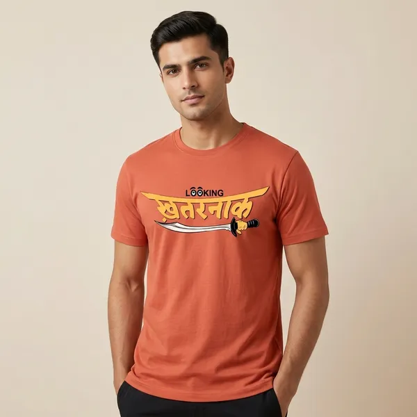 Salmon_Red_Cotton_Regular_Fit_Half_Sleeve_T-Shirt_For_Unisex