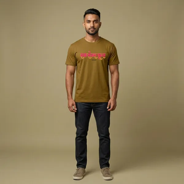 Gold_Yellow_Cotton_Oversized_Fit_Half_Sleeve_T-Shirt_For_Unisex