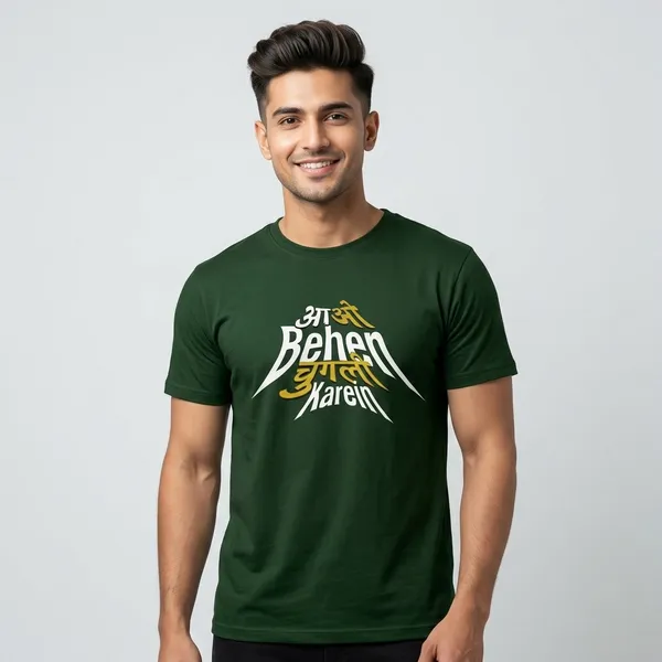 Dark_Green_Cotton_Regular_Fit_Half_Sleeve_T-Shirt_For_Women