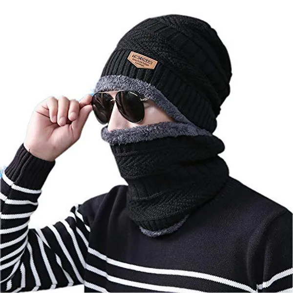 Snow_Proof_Inside_Fur_Wool_Unisex_Beanie_Cap_With_Neck_Warmer_Set_For_Men_Women_Beanie_Cap_Free_Size_Winter_Neck_Set
