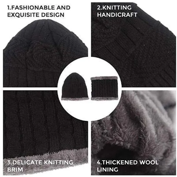 Nv_2_Pairs_Men's_Women's_Snow_Proof_Inside_Fur_Warm_Woolen_Cap_With_Neck_Muffler_Neck_Warmer_Scarf_For_Winter_Free_Size_Unisex_Beanie_Cap_With_Neck_Warmer_Set_Nv