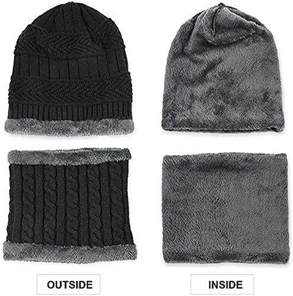 Nv_2_Pairs_Men's_Women's_Snow_Proof_Inside_Fur_Warm_Woolen_Cap_With_Neck_Muffler_Neck_Warmer_Scarf_For_Winter_Free_Size_Unisex_Beanie_Cap_With_Neck_Warmer_Set_Nv