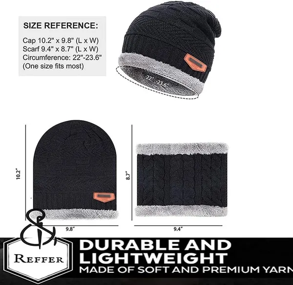Nv_2_Pairs_Men's_Women's_Snow_Proof_Inside_Fur_Warm_Woolen_Cap_With_Neck_Muffler_Neck_Warmer_Scarf_For_Winter_Free_Size_Unisex_Beanie_Cap_With_Neck_Warmer_Set_Nv