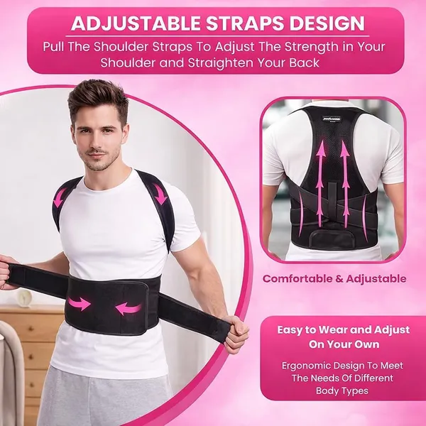 Posture_Corrector_Back_Brace_Black_Adjustable_Support_Belt_For_Men_And_Women_Lumbar_And_Shoulder_Pain_Relief