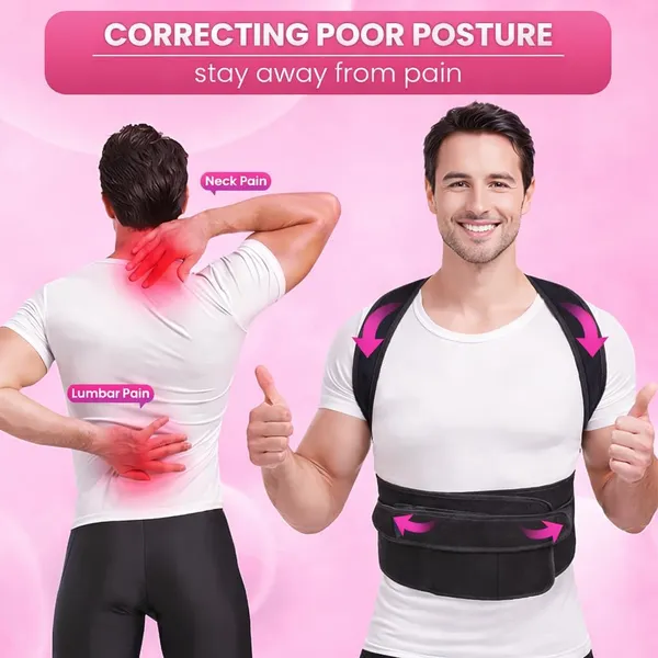 Posture_Corrector_Back_Brace_Black_Adjustable_Support_Belt_For_Men_And_Women_Lumbar_And_Shoulder_Pain_Relief