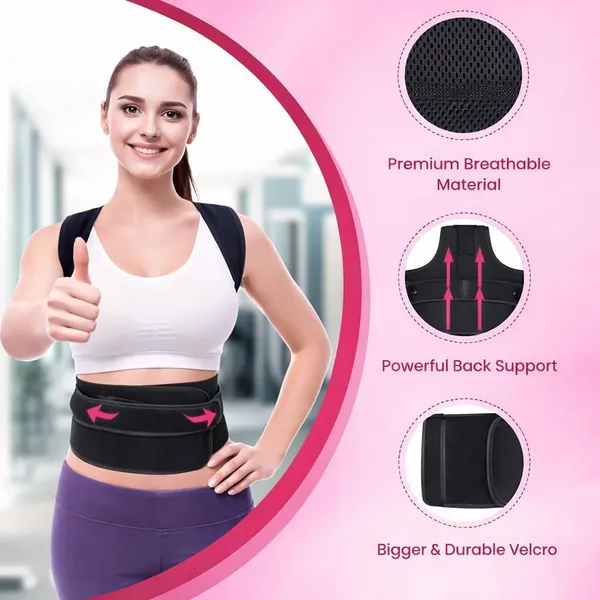 Posture_Corrector_Back_Brace_Black_Adjustable_Support_Belt_For_Men_And_Women_Lumbar_And_Shoulder_Pain_Relief