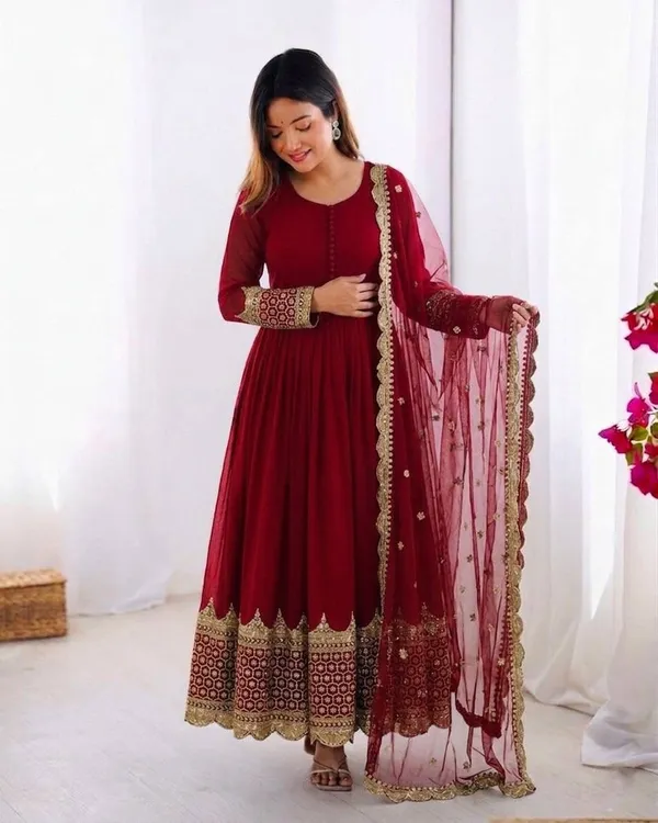 Maroon_Embroidered_Anarkali_Suit_With_Dupatta