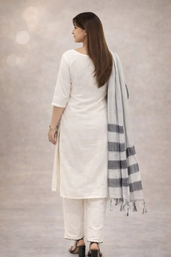White_And_Black_Cotton_Suit_Set_For_Women