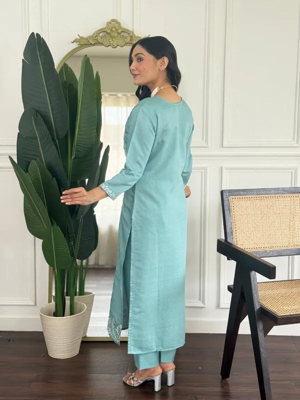 Turquoise_Blue_Pv_Chanderi_Dress_For_Women