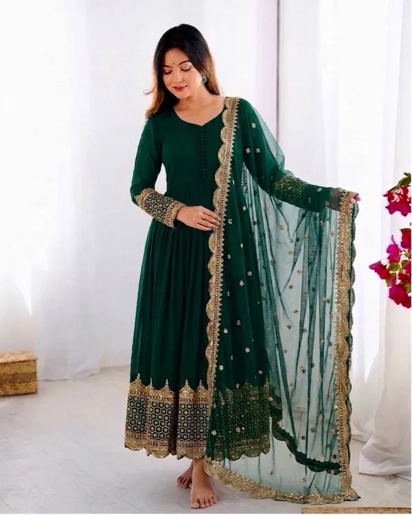 Elegant_Green_Anarkali_Suit_Set_With_Golden_Embroidery_And_Dupatta