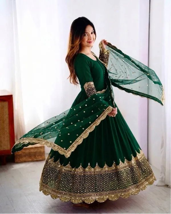 Elegant_Green_Anarkali_Suit_Set_With_Golden_Embroidery_And_Dupatta