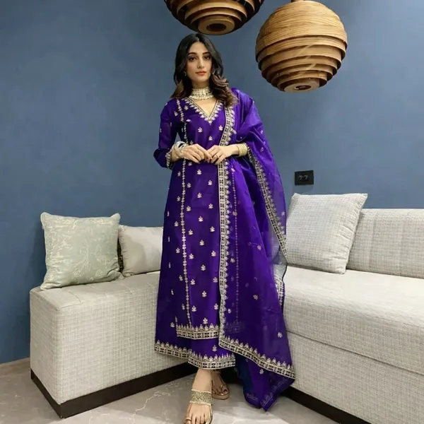 Blue_Chanderi_Silk_Dress_For_Women