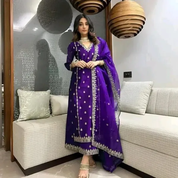 Blue_Chanderi_Silk_Dress_For_Women