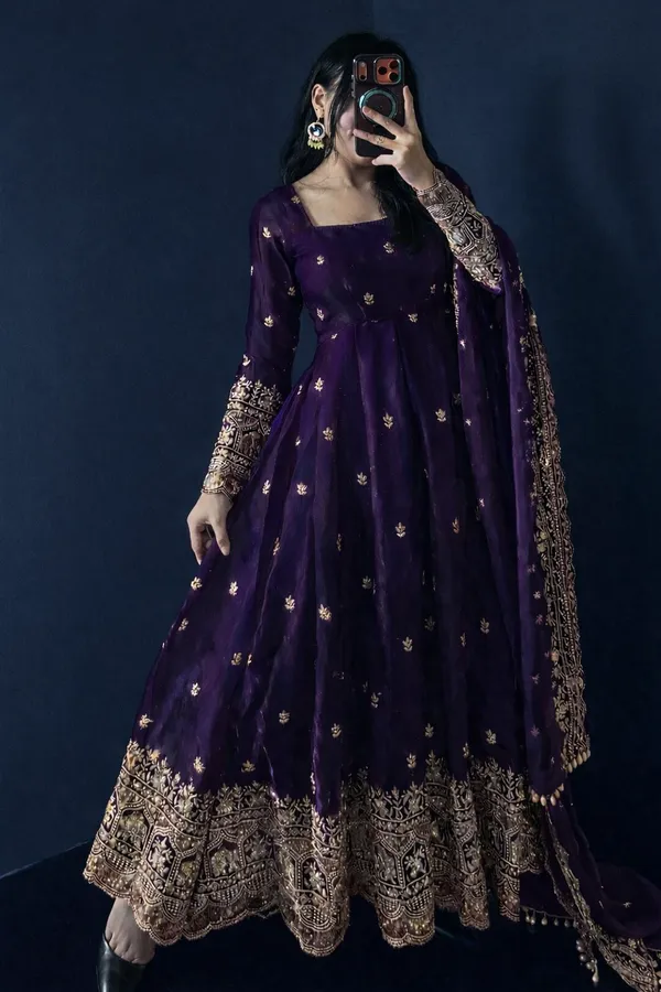 Blue_Heavy_Crape_Silk_Dress_For_Women