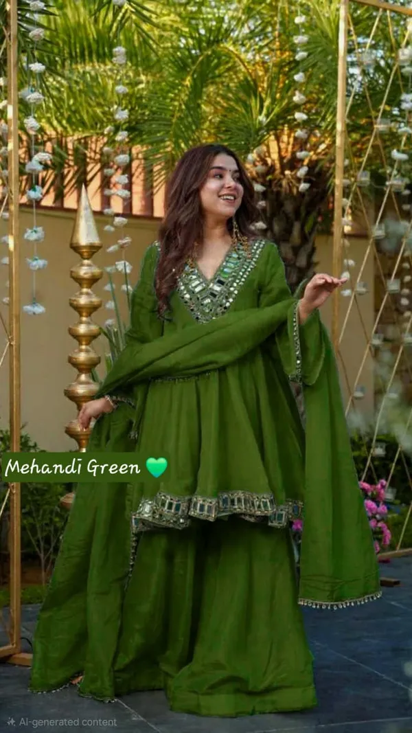 mahendi_green_chinon_silk_peplum_kurti