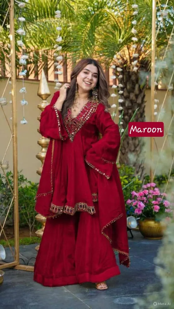 marron_chinon_silk_peplum_kurti