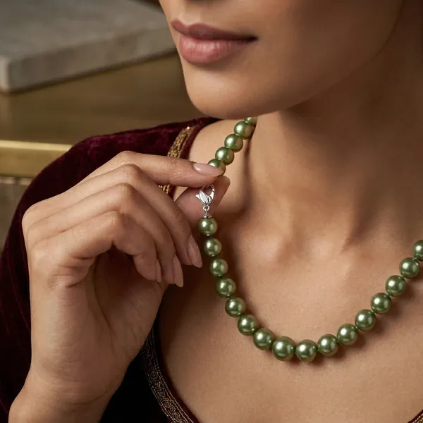 Olive_Green_Glass_Pearl_Semi_Precious_Necklace_For_Women