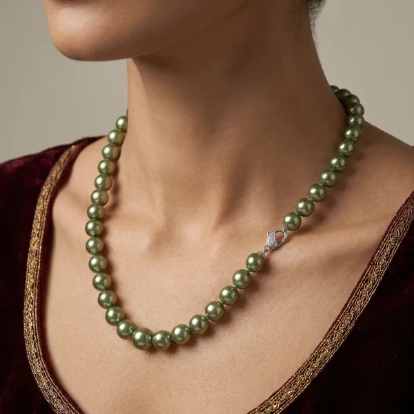 Olive_Green_Glass_Pearl_Semi_Precious_Necklace_For_Women