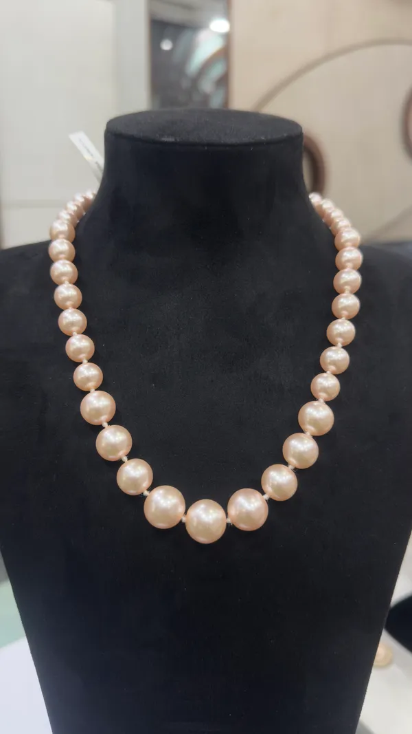 Peach_Glass_Pearl_Semi_Precious_Choker_Necklace_For_Women