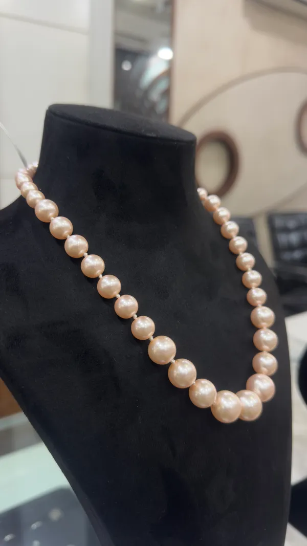 Peach_Glass_Pearl_Semi_Precious_Choker_Necklace_For_Women