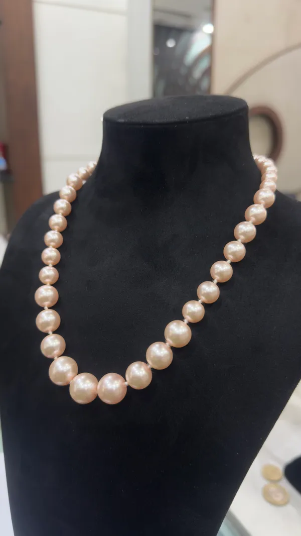 Peach_Glass_Pearl_Semi_Precious_Choker_Necklace_For_Women