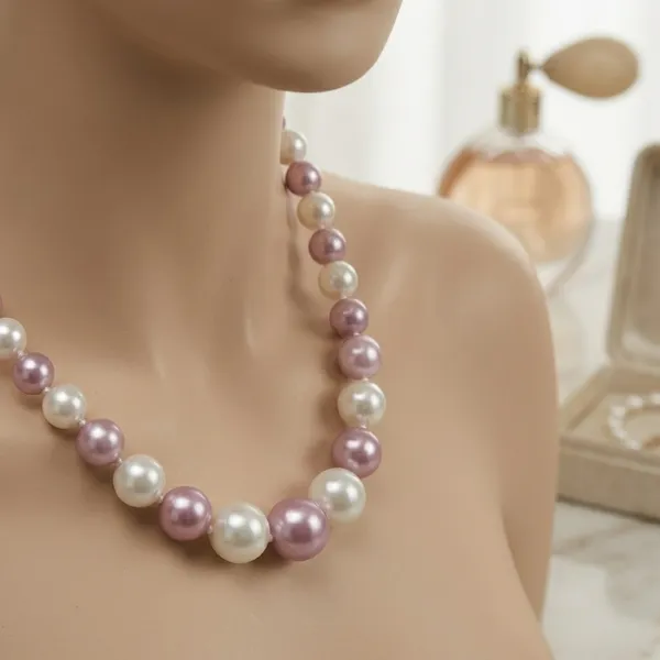 Pinkish_Purple_And_White_Glass_Pearl_Semi_Precious_Necklace_For_Women