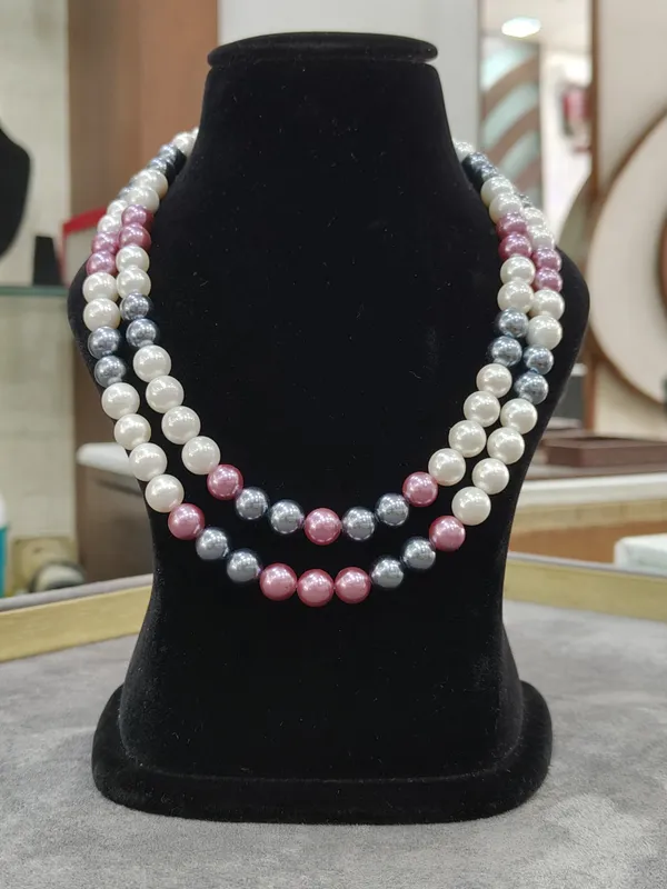 Pink_Grey_White_Layer_Semi_Precious_Anti_Tarnish_Pearl_Necklace