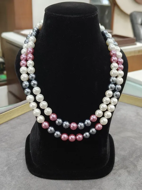 Pink_Grey_White_Layer_Semi_Precious_Anti_Tarnish_Pearl_Necklace