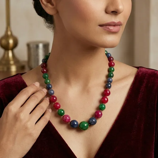 Emerald_Ruby_And_Grey_Onyx_Necklace_For_Women