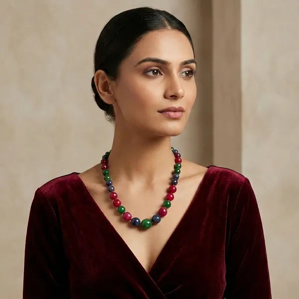 Emerald_Ruby_And_Grey_Onyx_Necklace_For_Women