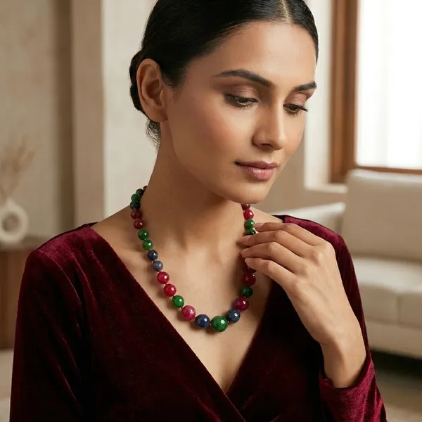 Emerald_Ruby_And_Grey_Onyx_Necklace_For_Women