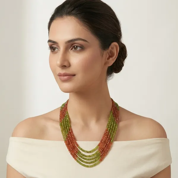 Rust_And_Henna_Cubic_Zirconia_Multi_Layer_Necklace_For_Women
