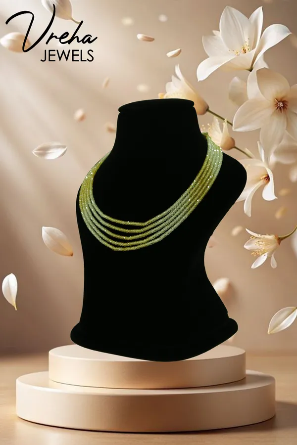Yellow_And_White_Cubic_Zirconia_Multi_Layer_Necklace_For_Women